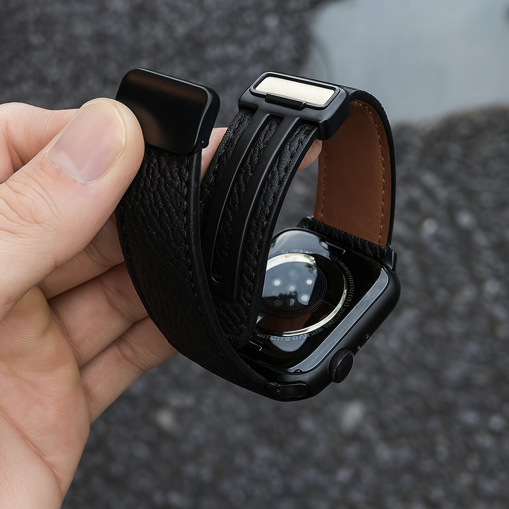 Pulseira Premium em Couro com Fecho Magnético para Apple Watch
