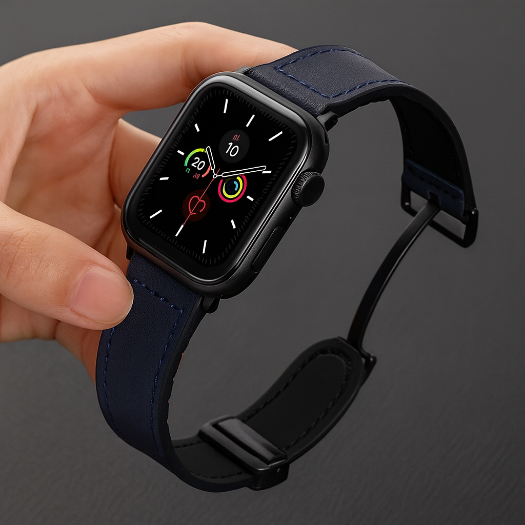 Pulseira Premium em Couro com Fecho Magnético para Apple Watch
