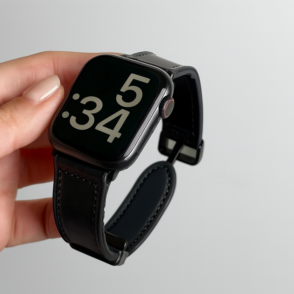 Pulseira Premium em Couro com Fecho Magnético para Apple Watch
