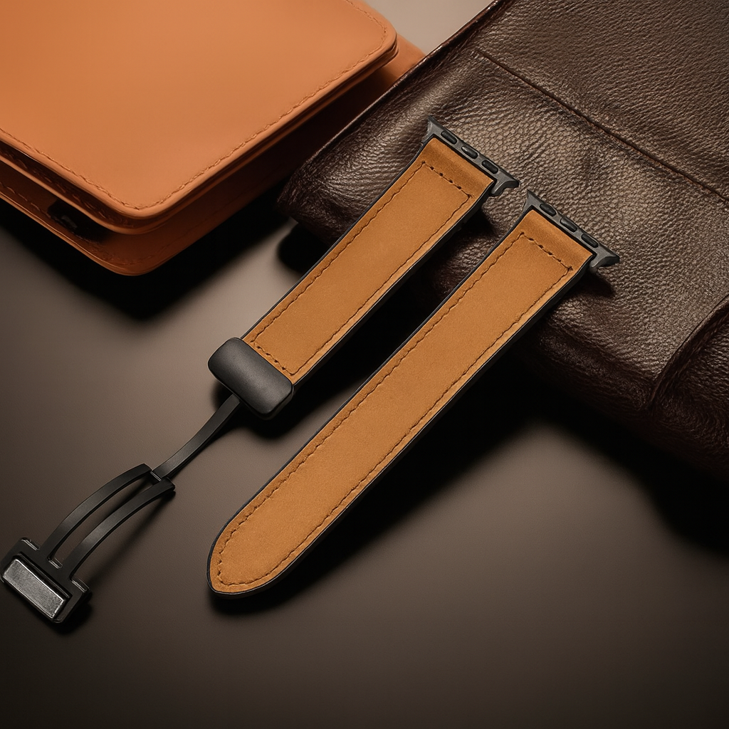 Pulseira Premium em Couro com Fecho Magnético para Apple Watch