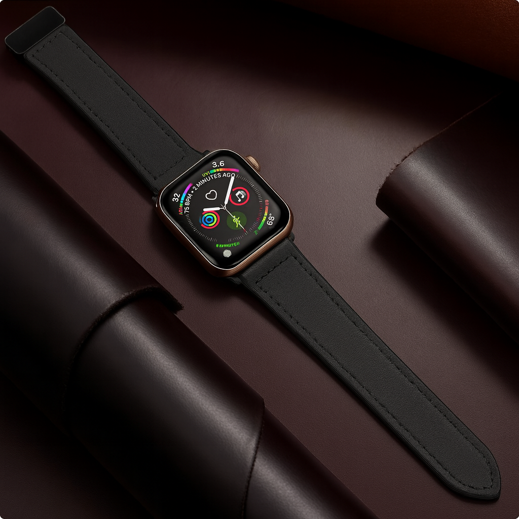 Pulseira Premium em Couro com Fecho Magnético para Apple Watch
