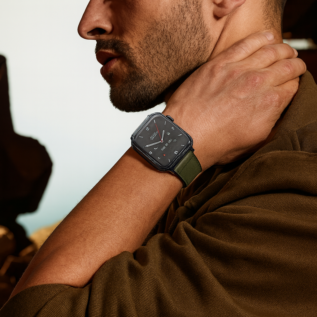 Pulseira Premium em Couro com Fecho Magnético para Apple Watch