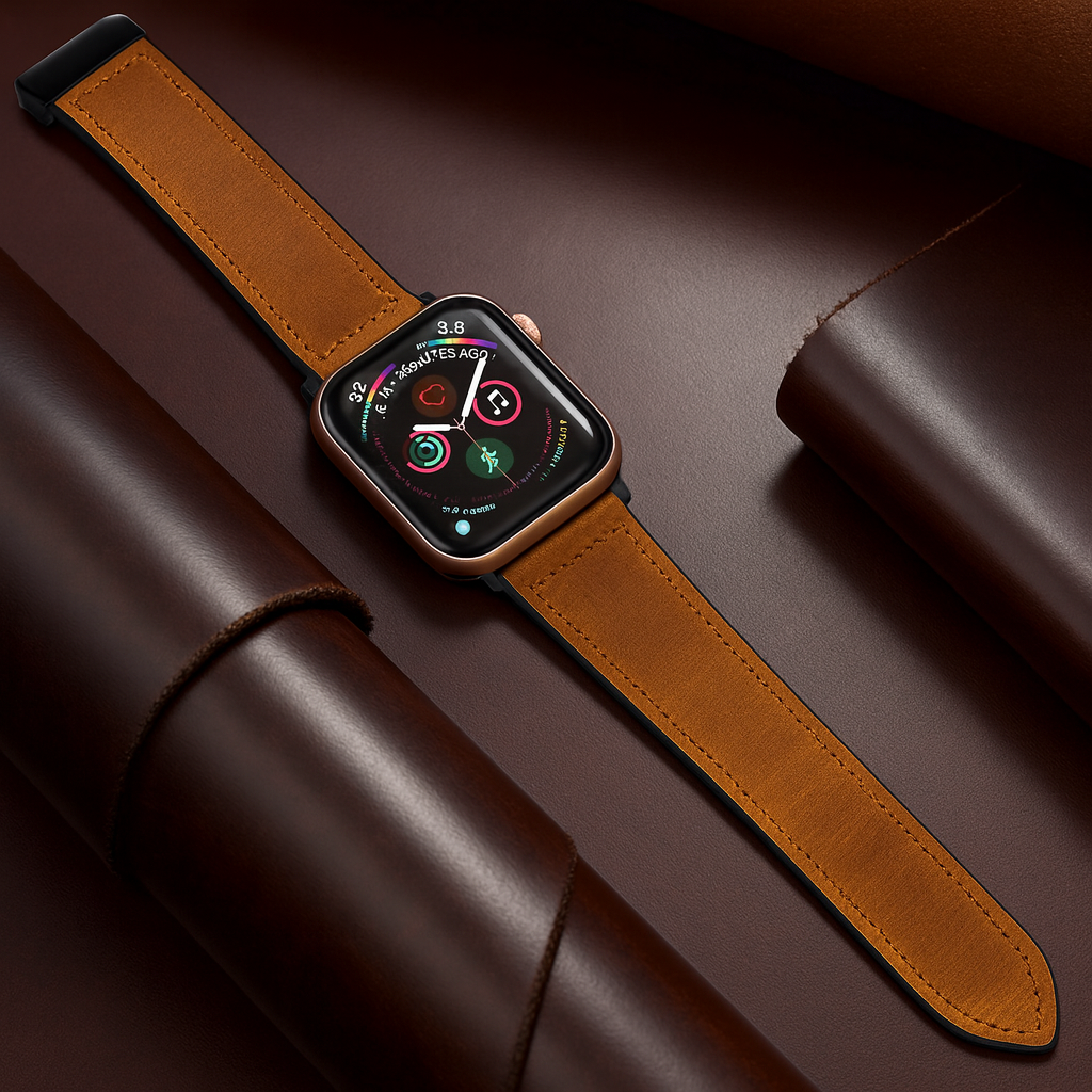 Pulseira Premium em Couro com Fecho Magnético para Apple Watch