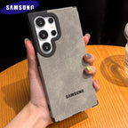 Padrão de couro de camurça de luxo para capa magsafe samsung s25 s24 s23 s22 ultra plus capa de proteção magnética à prova de queda de quatro cantos