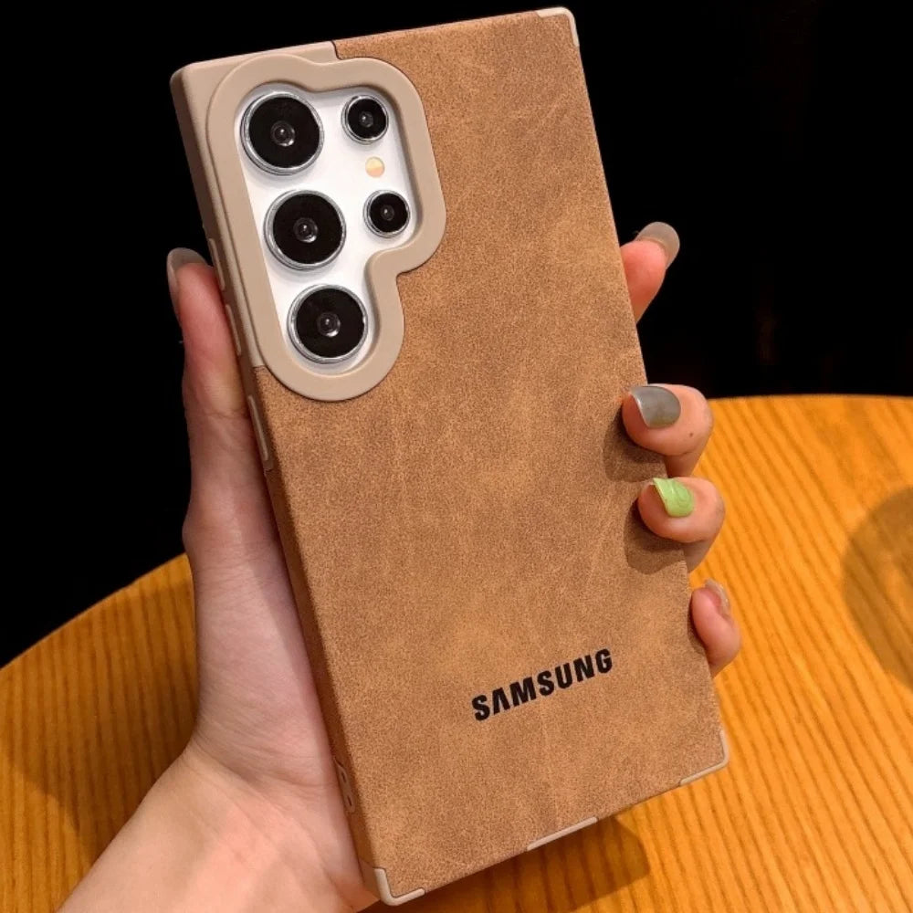 Padrão de couro de camurça de luxo para capa magsafe samsung s25 s24 s23 s22 ultra plus capa de proteção magnética à prova de queda de quatro cantos