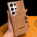 Padrão de couro de camurça de luxo para capa magsafe samsung s25 s24 s23 s22 ultra plus capa de proteção magnética à prova de queda de quatro cantos