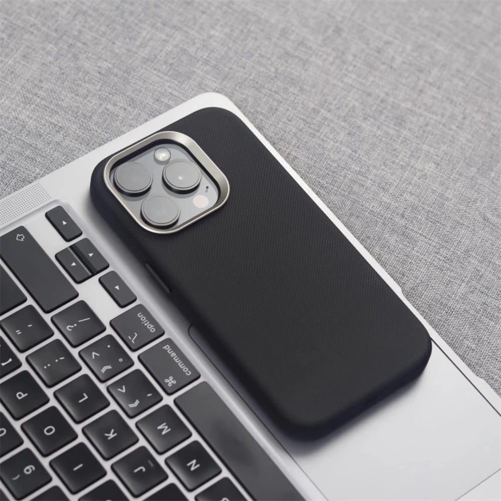 Liga de luxo lente quadro partícula couro do plutônio caso magnético para iphone 17 16 pro max 15 14 13 para magsafe capa carregamento sem fio