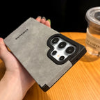 Padrão de couro de camurça de luxo para capa magsafe samsung s25 s24 s23 s22 ultra plus capa de proteção magnética à prova de queda de quatro cantos