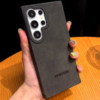 Padrão de couro de camurça de luxo para capa magsafe samsung s25 s24 s23 s22 ultra plus capa de proteção magnética à prova de queda de quatro cantos