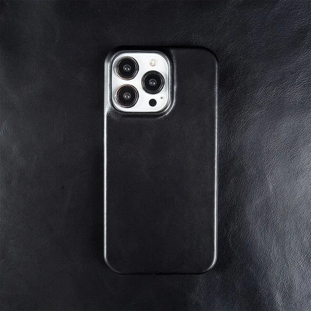 Para caso iphone 16 pro max casos cera de óleo luxo capa couro genuíno para iphone 17 16 15 14 13 xs max x 8 plus telefone escudo capa