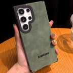 Padrão de couro de camurça de luxo para capa magsafe samsung s25 s24 s23 s22 ultra plus capa de proteção magnética à prova de queda de quatro cantos