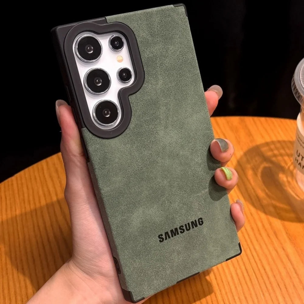 Padrão de couro de camurça de luxo para capa magsafe samsung s25 s24 s23 s22 ultra plus capa de proteção magnética à prova de queda de quatro cantos