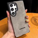 Padrão de couro de camurça de luxo para capa magsafe samsung s25 s24 s23 s22 ultra plus capa de proteção magnética à prova de queda de quatro cantos