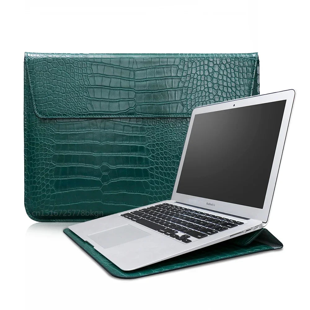 Capa flip de couro de crocodilo para laptop, capa para macbook air 13 14 15 16 tamanhos m5 m4 m3 m2 chip mac book pro capa acessórios