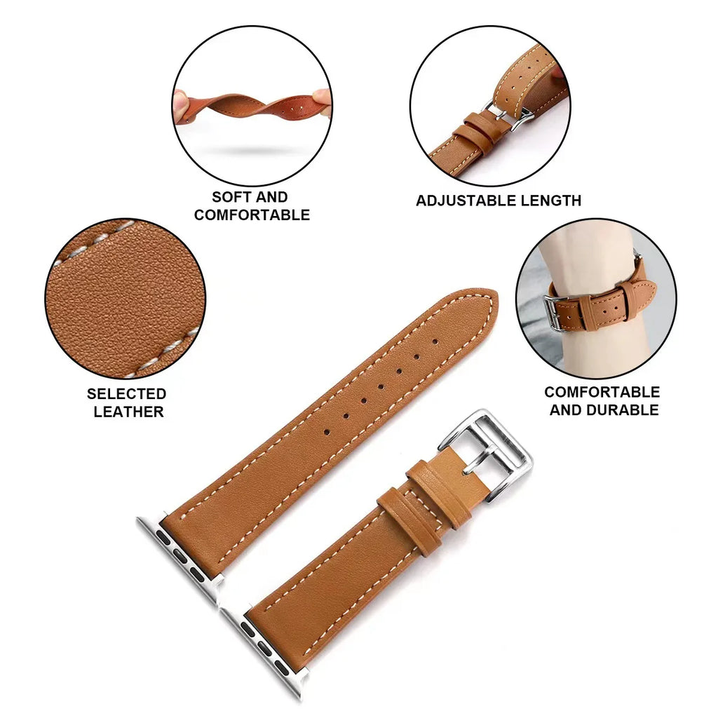 Pulseiras de relógio de couro para apple watch band 46mm 44mm 49mm 45mm 42mm 40mm 38/41mm pulseira iwatch série 10-ultra 9-8-7-6-5-4-3-SE