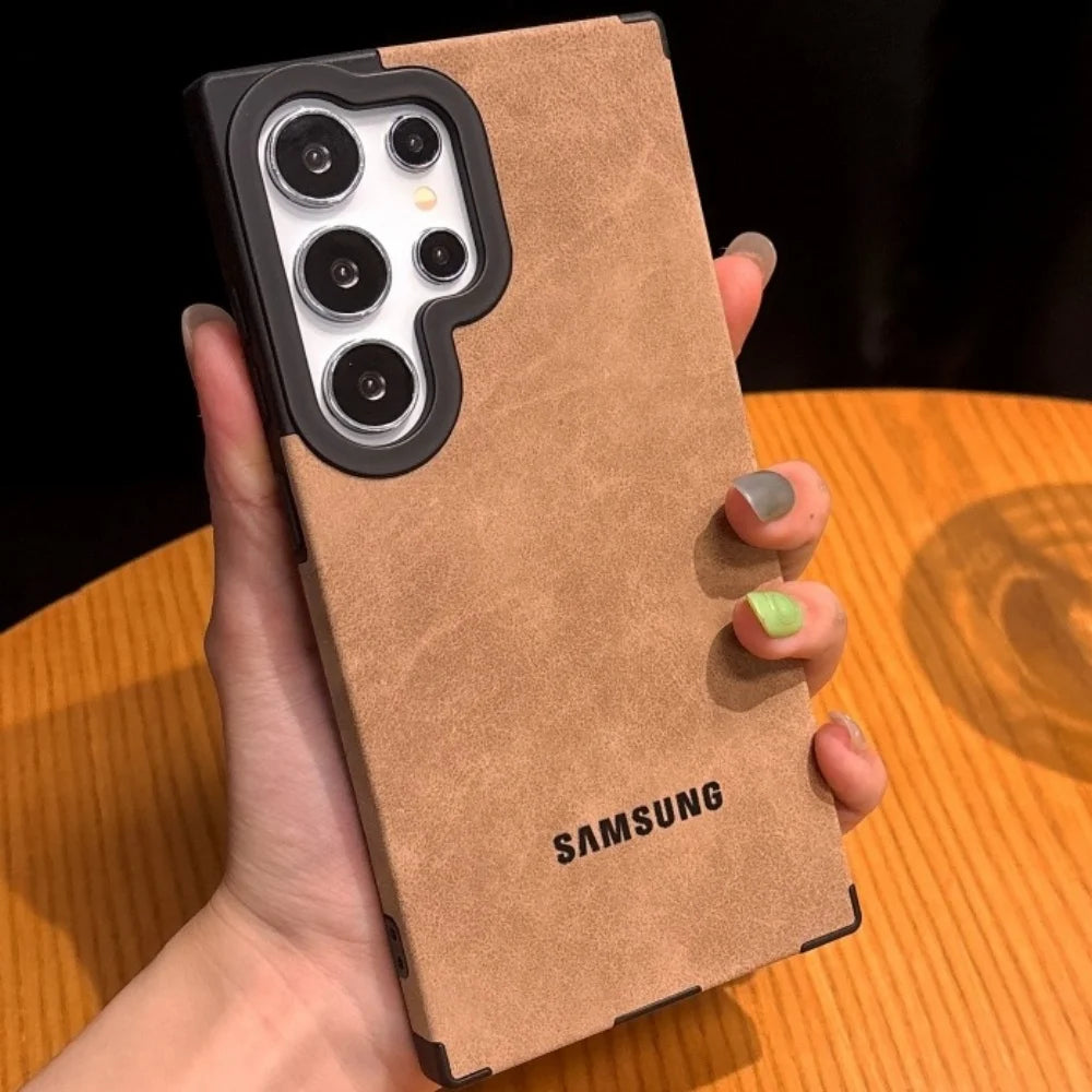 Padrão de couro de camurça de luxo para capa magsafe samsung s25 s24 s23 s22 ultra plus capa de proteção magnética à prova de queda de quatro cantos