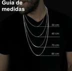 Medalha São Bento Duplaface + Cordão Baiano Aço Inoxidavel Prateado 45/60/70cm