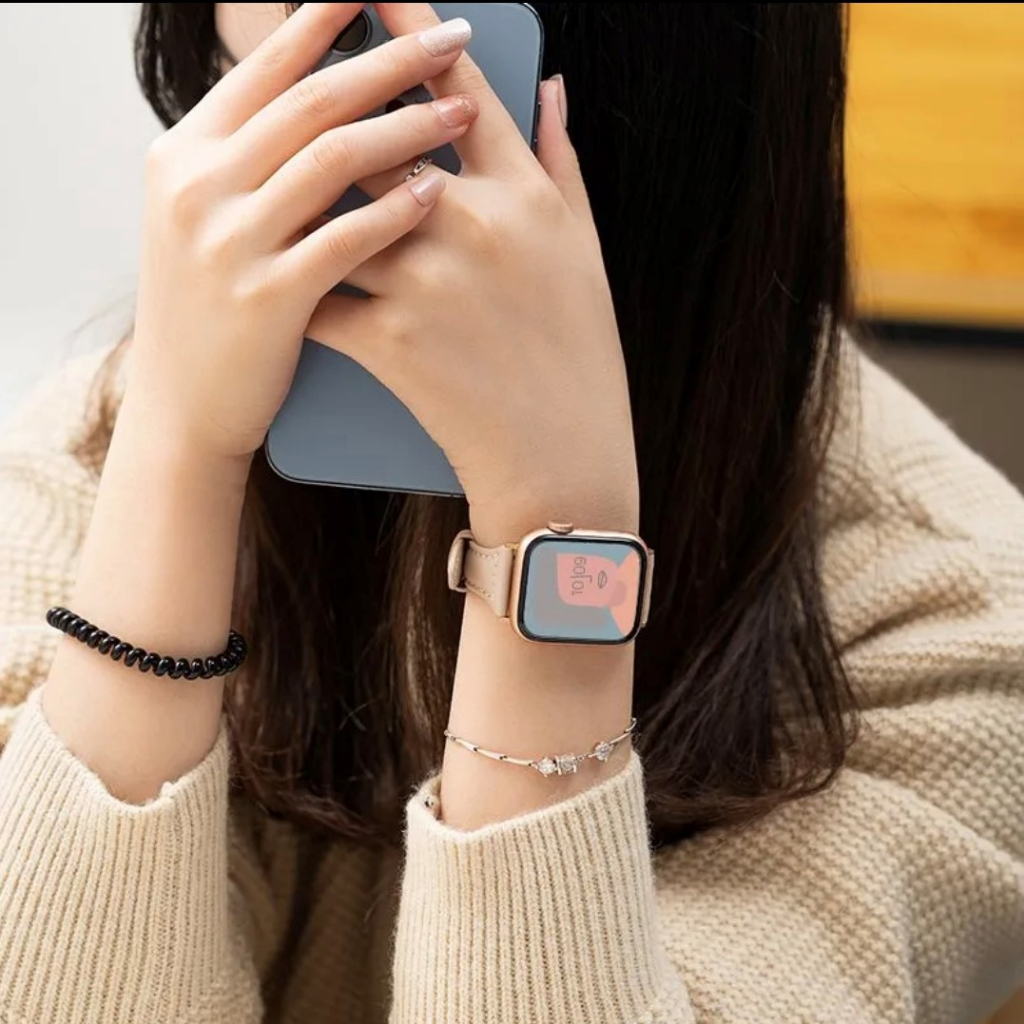 Pulseira De Relógio Feminina De Couro Silm Para Apple Watch