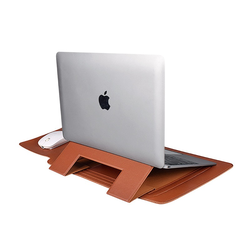 Capa Para Notebook Stand Macia De Couro PU Macbook Air Pro 13,3 e 15-16,2 Polegadas Bolsa