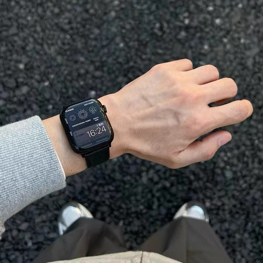 Pulseira Couro Com Fecho Magnético Para Apple Watch 38/40/41/42/44/45/46/49mm