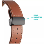 Pulseira Couro Com Fecho Magnético Para Apple Watch 38/40/41/42/44/45/46/49mm