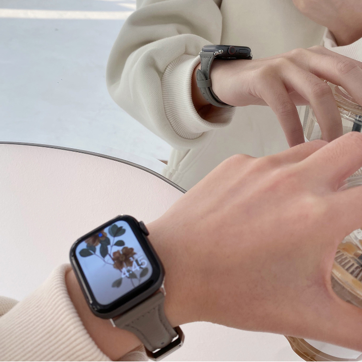 Pulseira De Relógio Feminina De Couro Silm Para Apple Watch