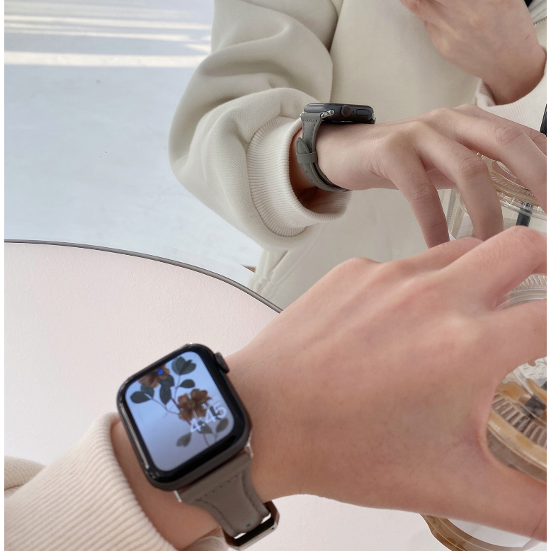 Pulseira De Relógio Feminina De Couro Silm Para Apple Watch