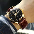 OLEVS Relógio Masculino Relogio A Prova D'água Luxo Orient Leather Calendário Formal Moda Simples e Moderna 6898