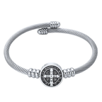 Bracelete São Bento Em Aço Inox 316L Premium Prateado Para Presente Masculino