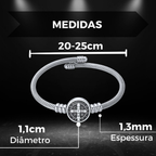 Bracelete São Bento Em Aço Inox 316L Premium Prateado Para Presente Masculino