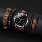 Combo de acessórios Masculino 4 peças Relógio e pulseiras – Kit Estilo Completo