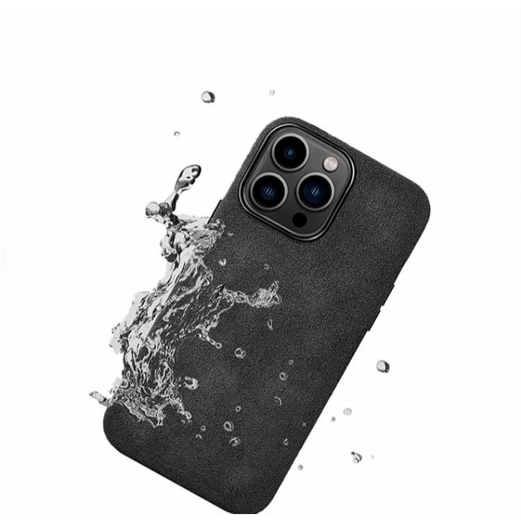 Capa De Couro De Camurça Alcantara Para iPhone 16 15 14 13 12 Pro Max Atração Magnética Moldura De Lente De Metal Laváve