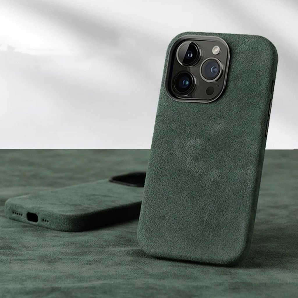 Capa De Couro De Camurça Alcantara Para iPhone 16 15 14 13 12 Pro Max Atração Magnética Moldura De Lente De Metal Laváve