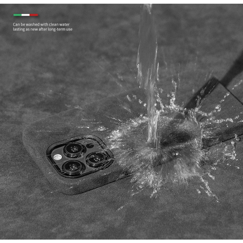 Capa De Couro De Camurça Alcantara Para iPhone 16 15 14 13 12 Pro Max Atração Magnética Moldura De Lente De Metal Laváve