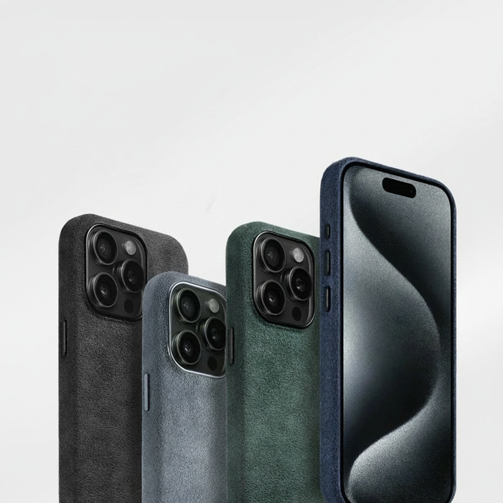 Capa De Couro De Camurça Alcantara Para iPhone 16 15 14 13 12 Pro Max Atração Magnética Moldura De Lente De Metal Laváve