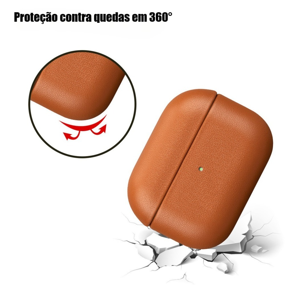 Couro Genuíno Para AirPods Pro 2 Capa Protetora De Pele De Luxo Real 2a Geração Brown Black Color para AirPods 4