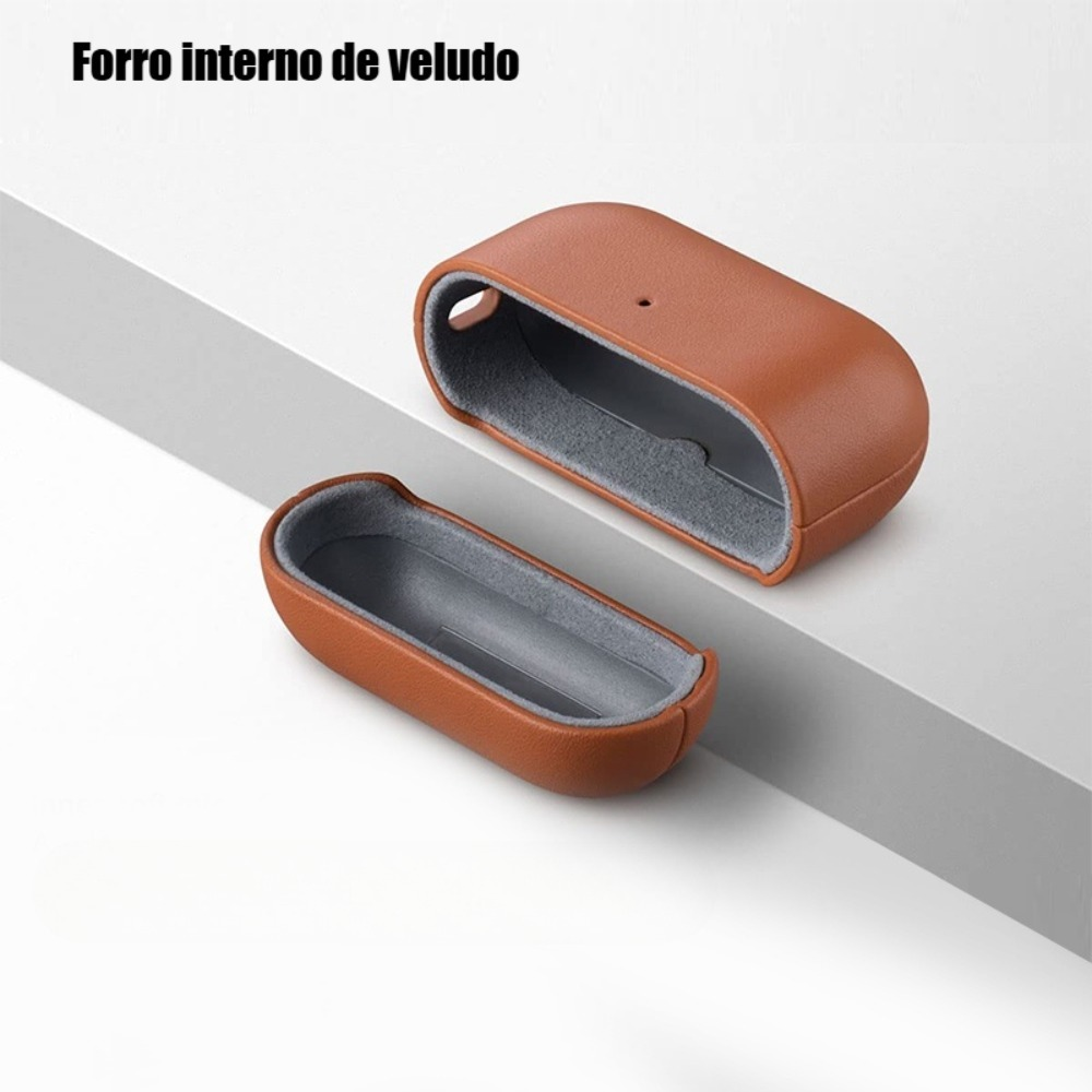 Couro Genuíno Para AirPods Pro 2 Capa Protetora De Pele De Luxo Real 2a Geração Brown Black Color para AirPods 4