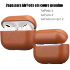 Couro Genuíno Para AirPods Pro 2 Capa Protetora De Pele De Luxo Real 2a Geração Brown Black Color para AirPods 4