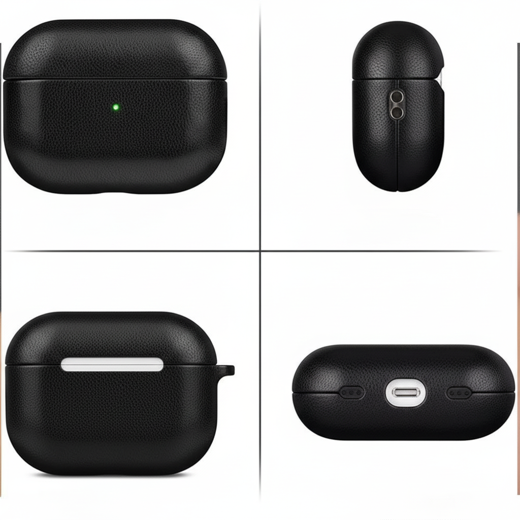 Couro Genuíno Para AirPods Pro 2 Capa Protetora De Pele De Luxo Real 2a Geração Brown Black Color para AirPods 4