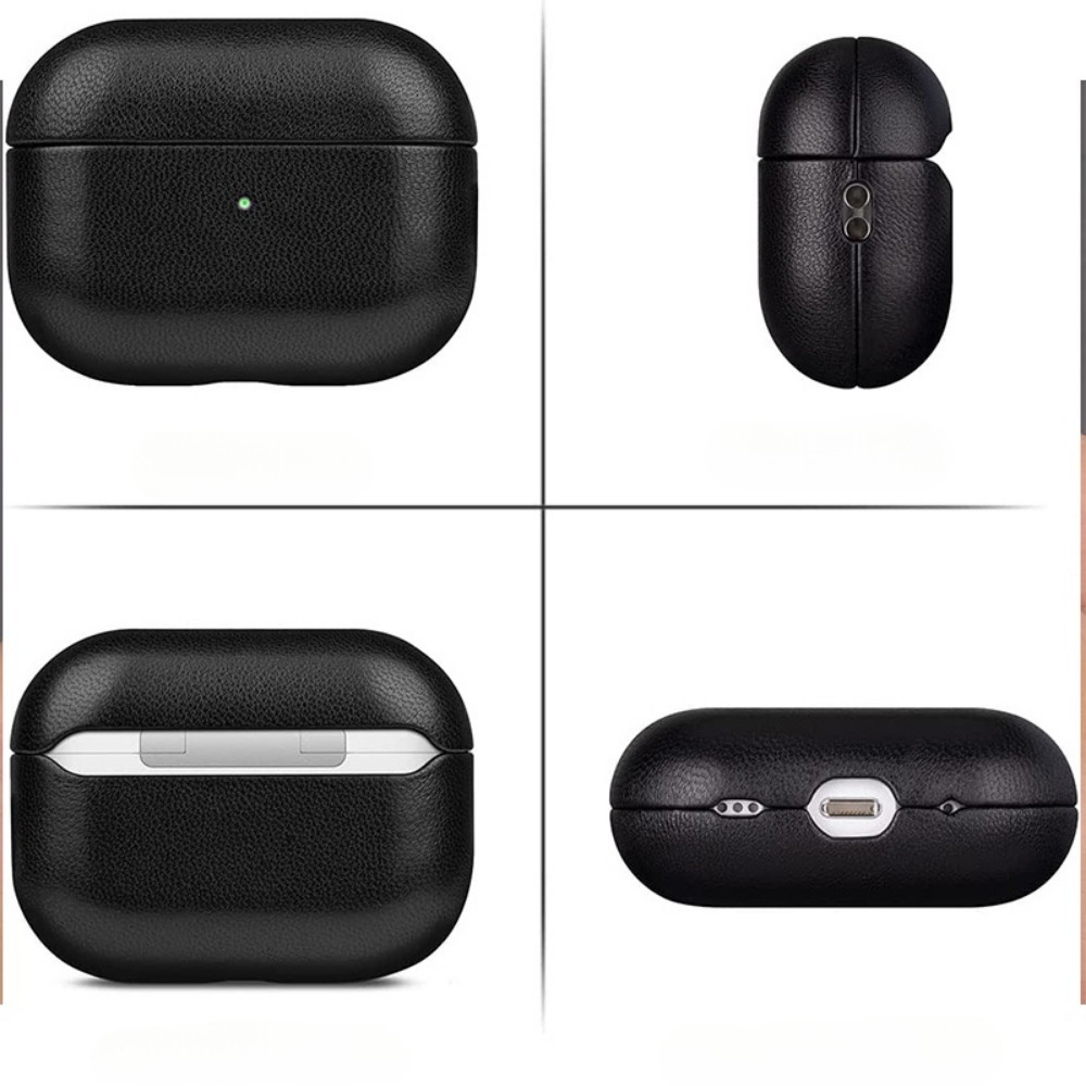 Couro Genuíno Para AirPods Pro 2 Capa Protetora De Pele De Luxo Real 2a Geração Brown Black Color para AirPods 4