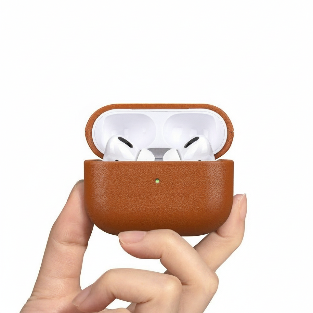 Couro Genuíno Para AirPods Pro 2 Capa Protetora De Pele De Luxo Real 2a Geração Brown Black Color para AirPods 4