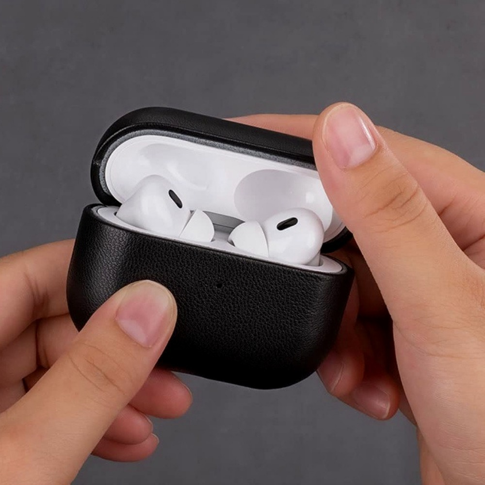 Couro Genuíno Para AirPods Pro 2 Capa Protetora De Pele De Luxo Real 2a Geração Brown Black Color para AirPods 4