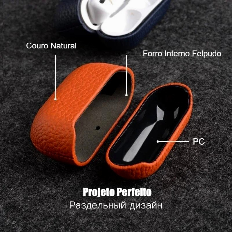 Capa De Couro De Vaca Genuíno Para AirPods Pro2 Premium Fone De Ouvido 4 Negócios High-end Volta Escudo AirPods Pro3