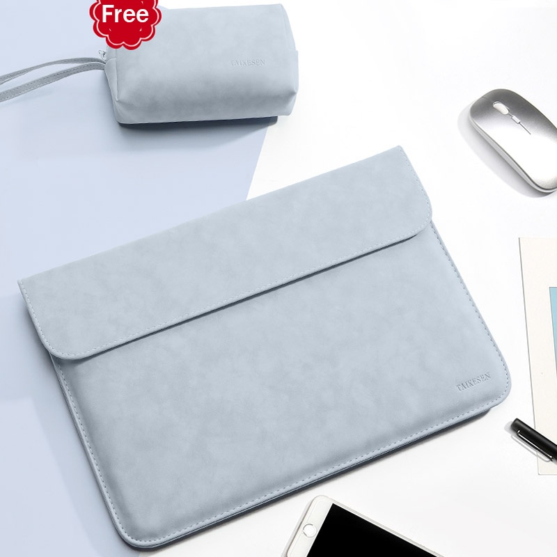 2 Em 1 Bolsa Para Laptop De Camurça Macia Macbook Pro 13.3 14 15.6 Polegada Manga Capa Flip Impermeável