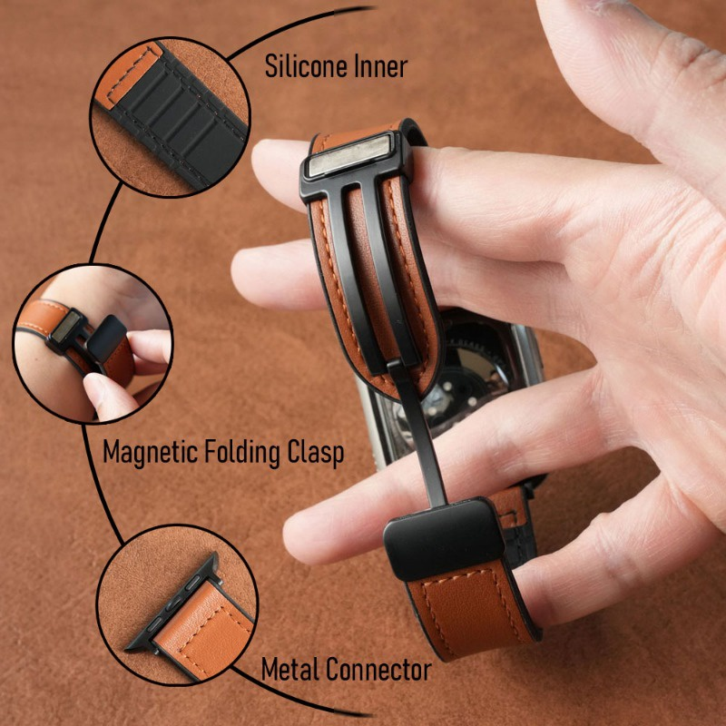 Pulseira Magnética De Couro Para Apple Watch 