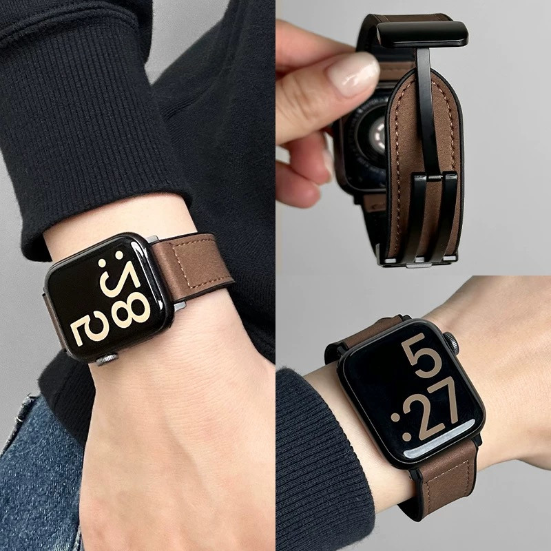 Pulseira Magnética De Couro Para Apple Watch 