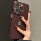 Capa Luxuosa De Textura De Couro Para iPhone 16 15 14 13 12 11 Pro Max Proteção De Lente De Câmera De Vidro À Prova De C