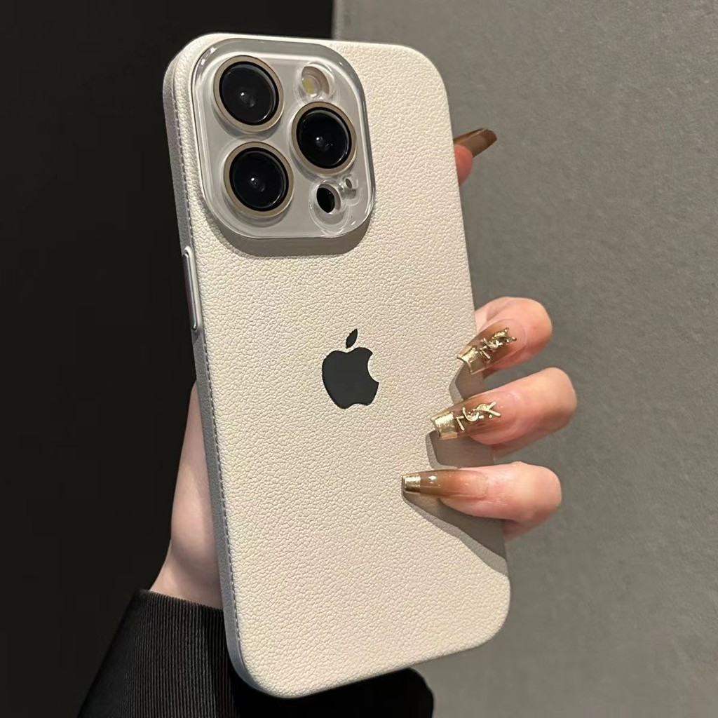 Capa Luxuosa De Textura De Couro Para iPhone 16 15 14 13 12 11 Pro Max Proteção De Lente De Câmera De Vidro À Prova De C