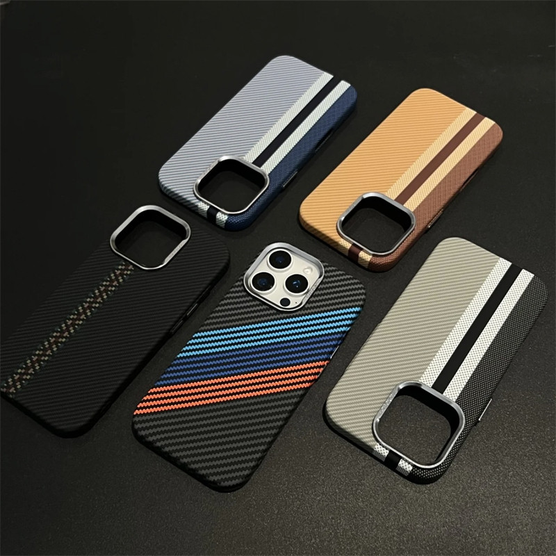 Capa Magnética Texturizada De Fibra De Carbono Ultrafina Para IPhone 16 15 14 13 Pro Max Lente De Liga Rígida PC