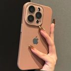 Capa Luxuosa De Textura De Couro Para iPhone 16 15 14 13 12 11 Pro Max Proteção De Lente De Câmera De Vidro À Prova De C